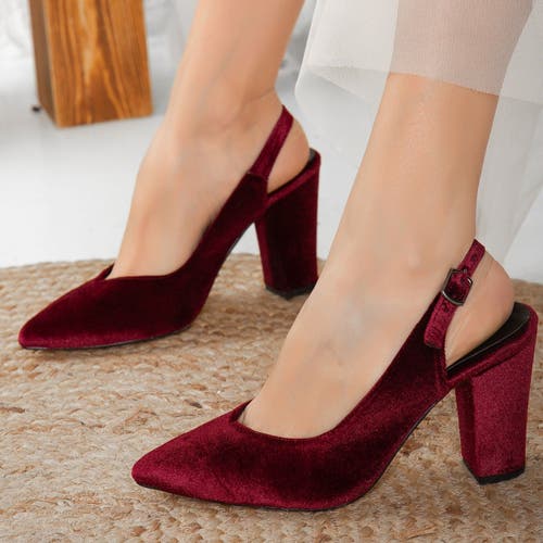 Forever & Always Shoes Women's Red Emma - Burgundy Velvet Slingback Heels In Burgundy