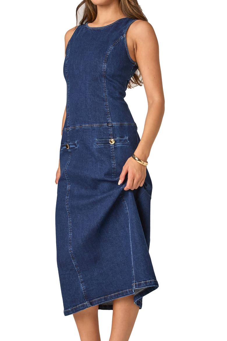 Sleeveless Denim Midi Dress, Alternate, color, DENIM