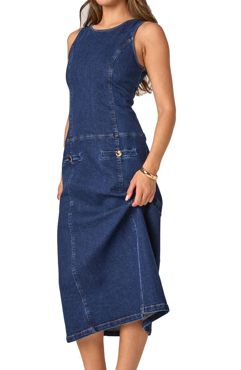 Endless Rose Sleeveless Denim Midi Dress, Alternate, color, Denim