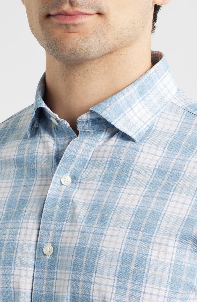 johnnie-O Hendley Plaid Performance Oxford Button-Up Shirt, Alternate, color, Laguna Blue