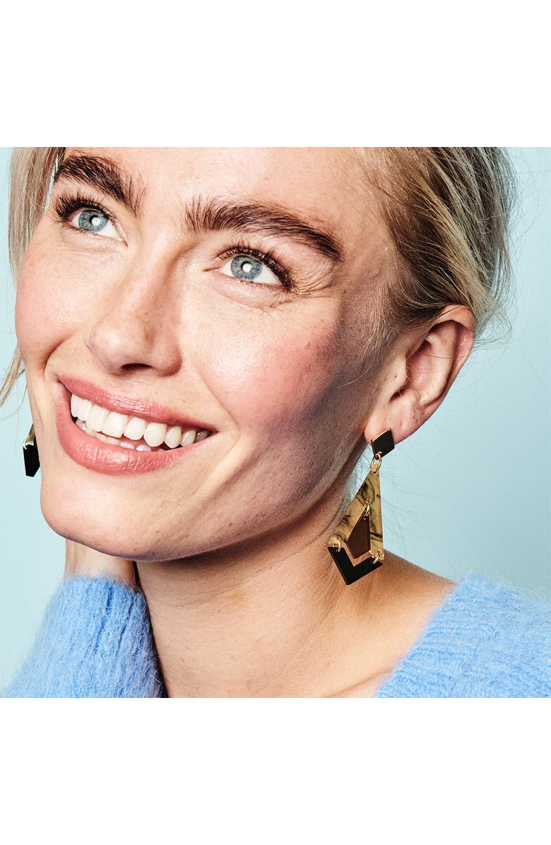 Toolally Art Deco Diamond Drop Earrings - White Tortoiseshell, Earth & Black, Alternate, color, Tortoiseshell And Earth