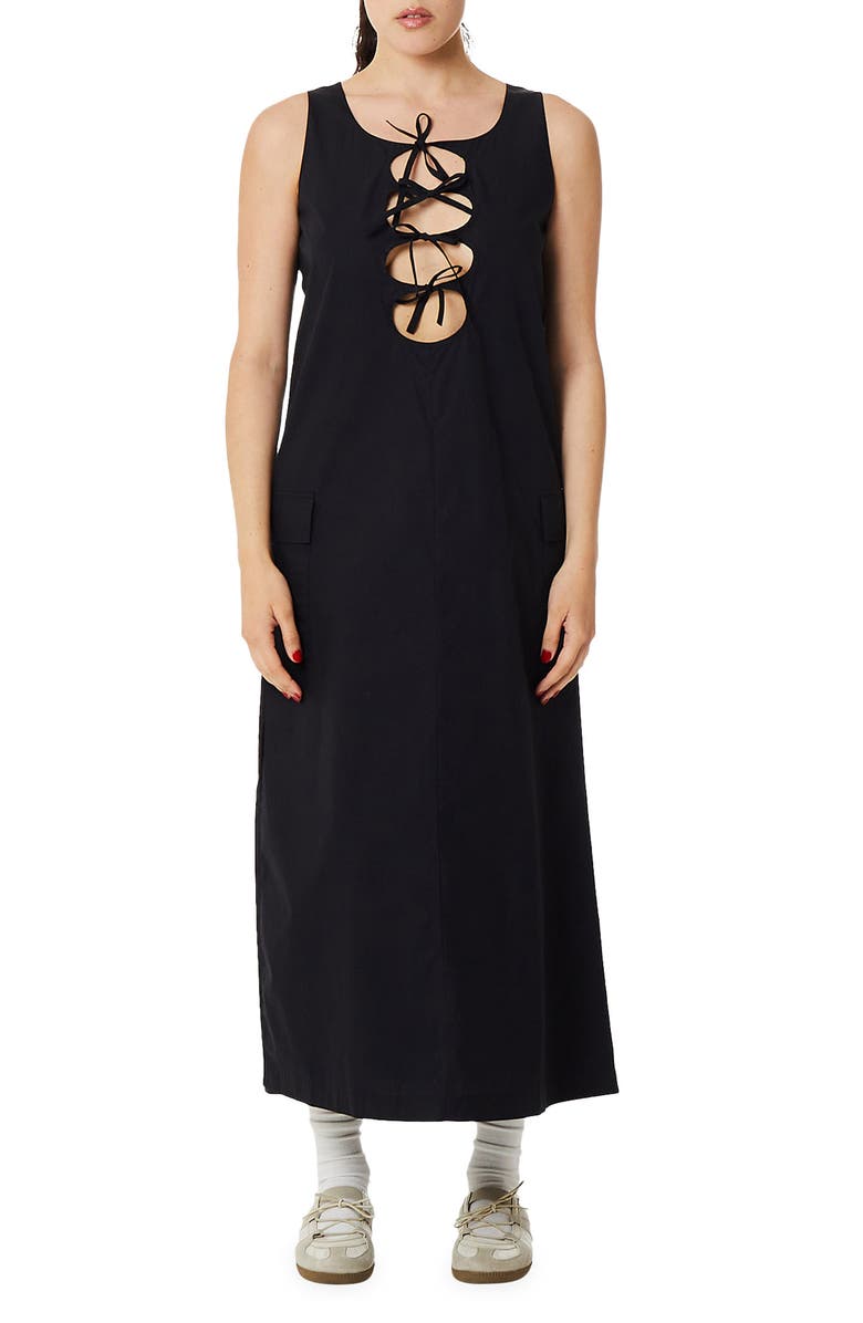 Find Me Now Shyla Bow Cutout Cotton Maxi Dress, Main, color, 