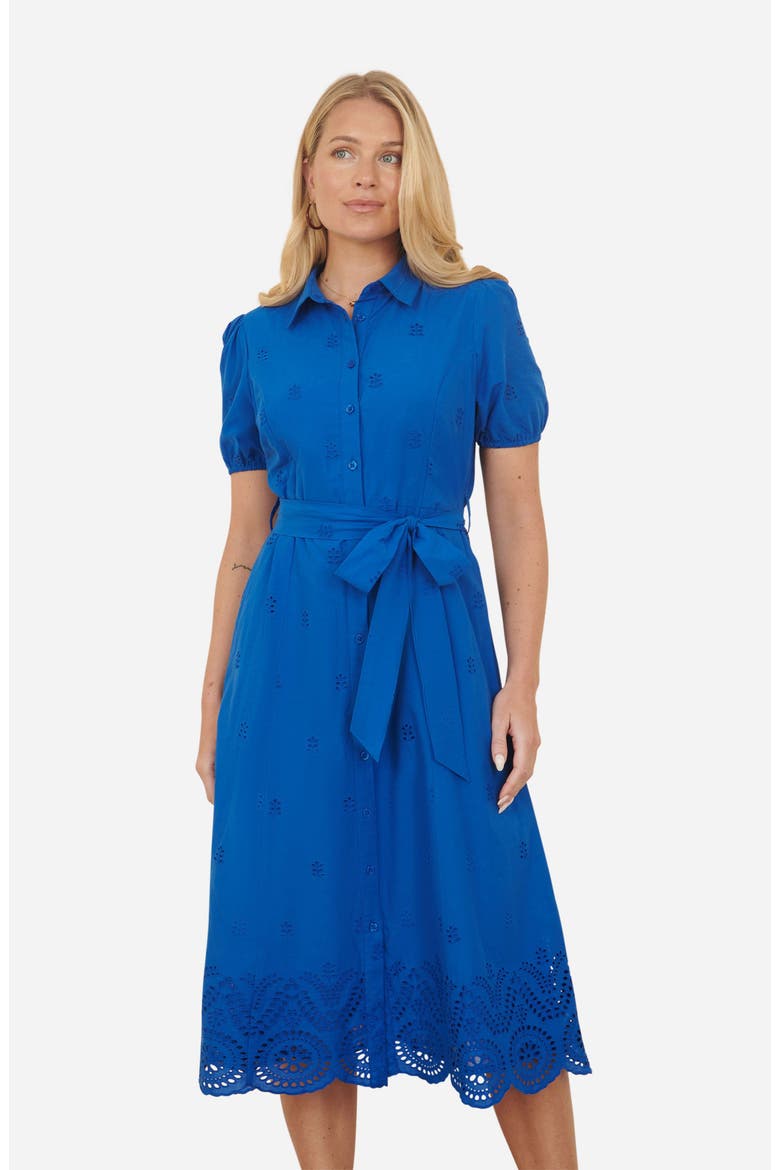 Cotton Shirt Midi Dress, Main, color, Blue