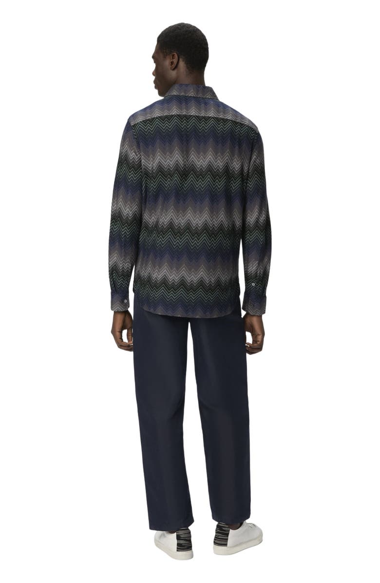 Missoni Long Sleeve Shirt With Irregular Zigzag, Alternate, color, Blue & Green