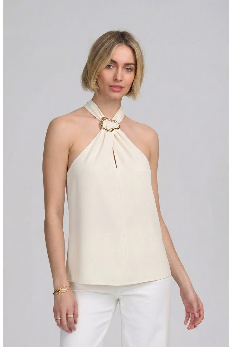 Woven Halter Hardware Top, Alternate, color, IVORY