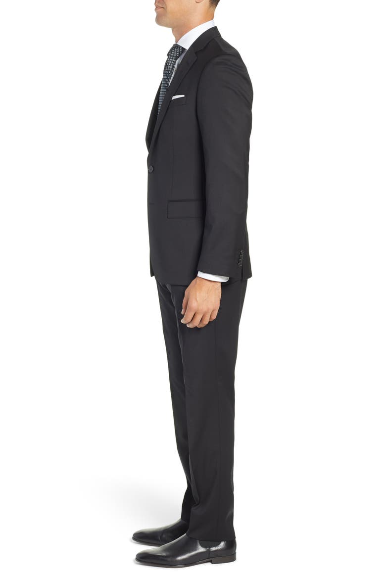 Genius Trim Fit Solid Wool Suit, Alternate, color, BLACK