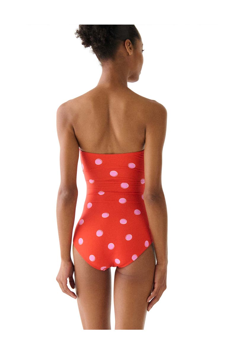 Kate Spade New York Downtown Dot Bandeau One Piece Swimsuit, Alternate, color, Goji Berry