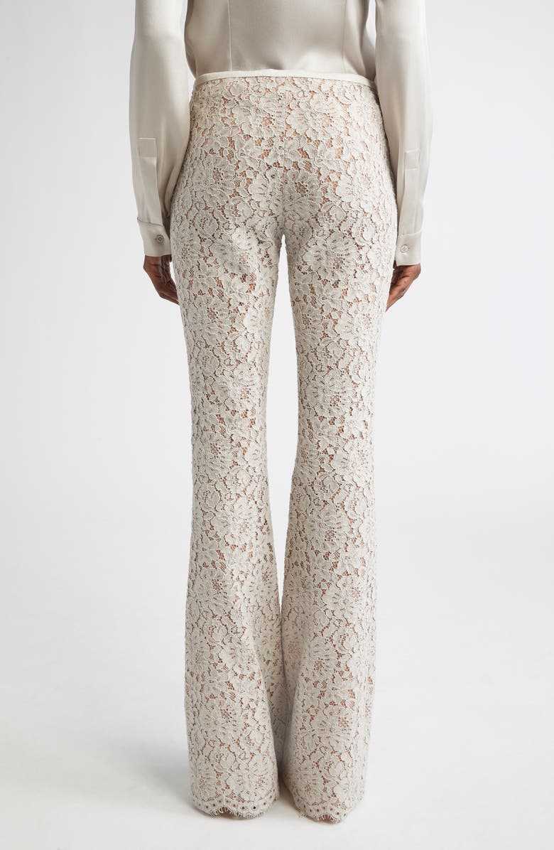 Michael Kors Collection Floral Lace Bootleg Pants, Alternate, color, Oyster