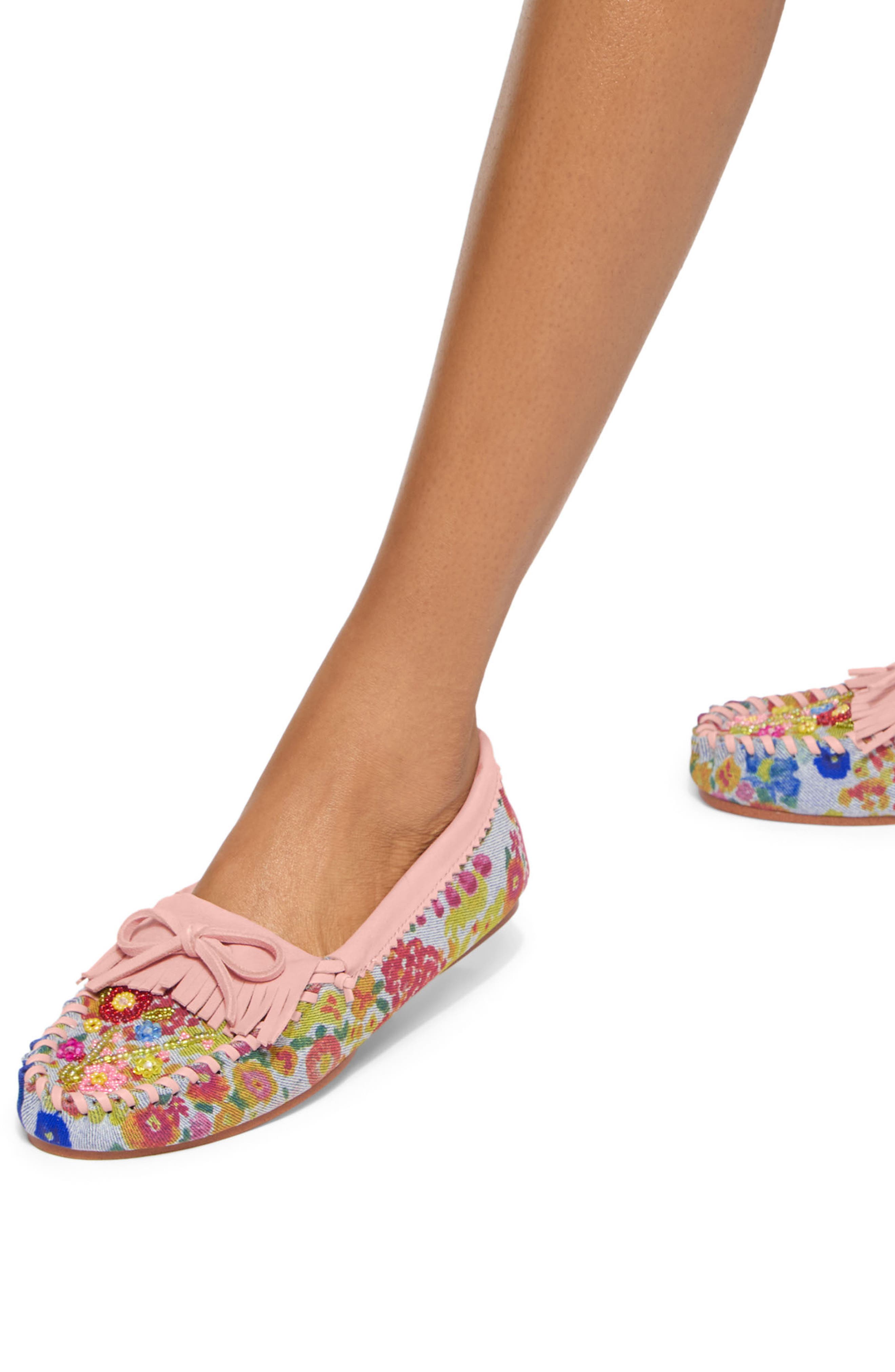 Beaded Moc Toe Loafer, Alternate, color, LIGHT/ PASTEL BLUE