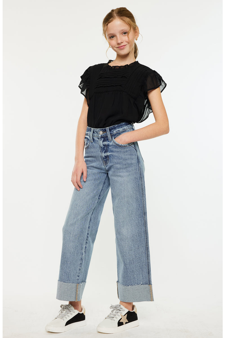 Danielle High Rise Cropped Wide Leg Jeans, Main, color, Medium Wash