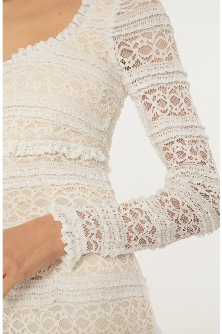 Lidia Lace Long Sleeve Sheath Dress, Alternate, color, WHITE