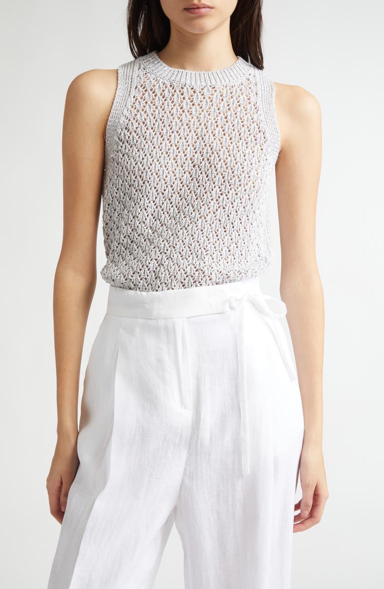Eleventy Sequin Open Stitch Sweater Tank, Main, color,