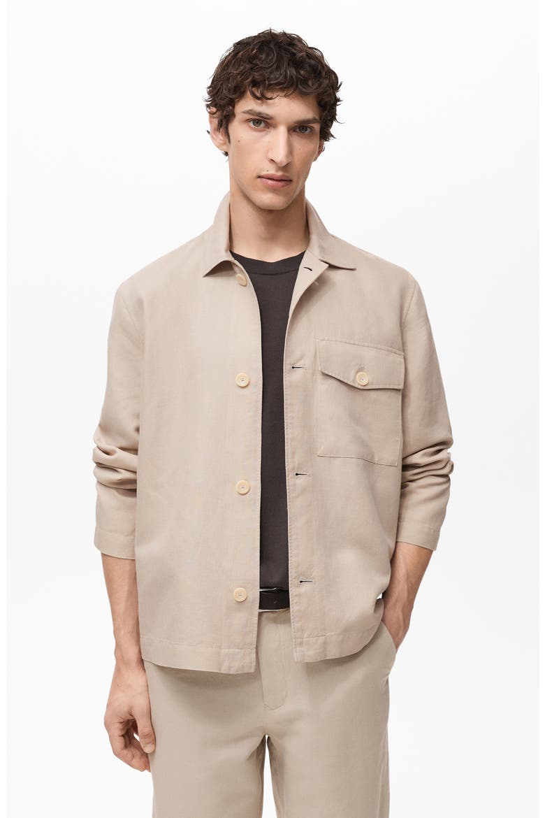 Straight Fit Linen & Cotton Overshirt, Alternate, color, SAND