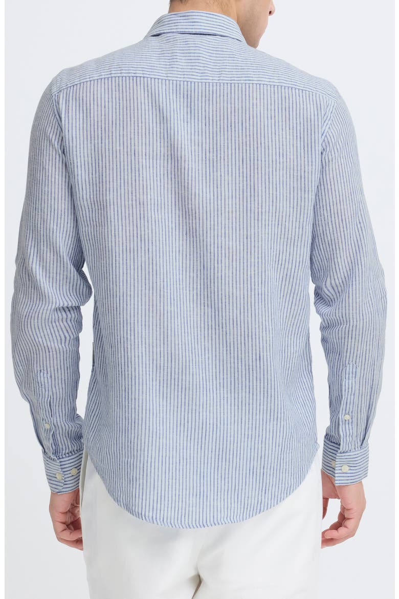 Striped Linen and Cotton Shirt, Alternate, color, SURF THE WEB