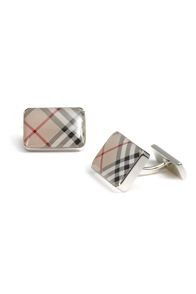 Rectangular Check Cuff Links, Main, color, TRENCH
