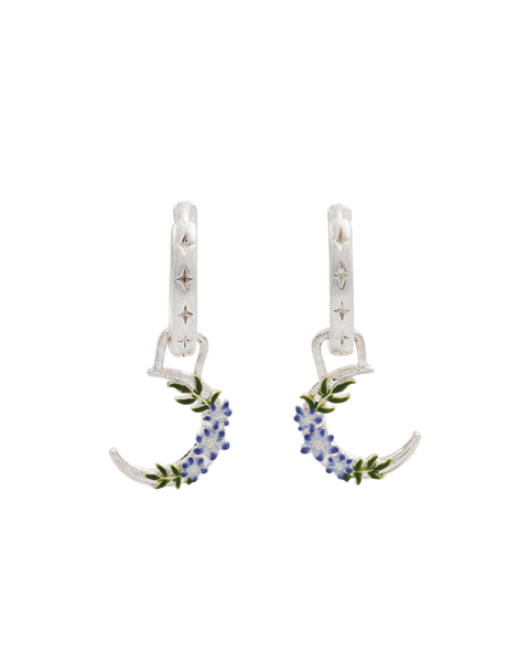 Nightshade Moon Silver Huggie Earrings