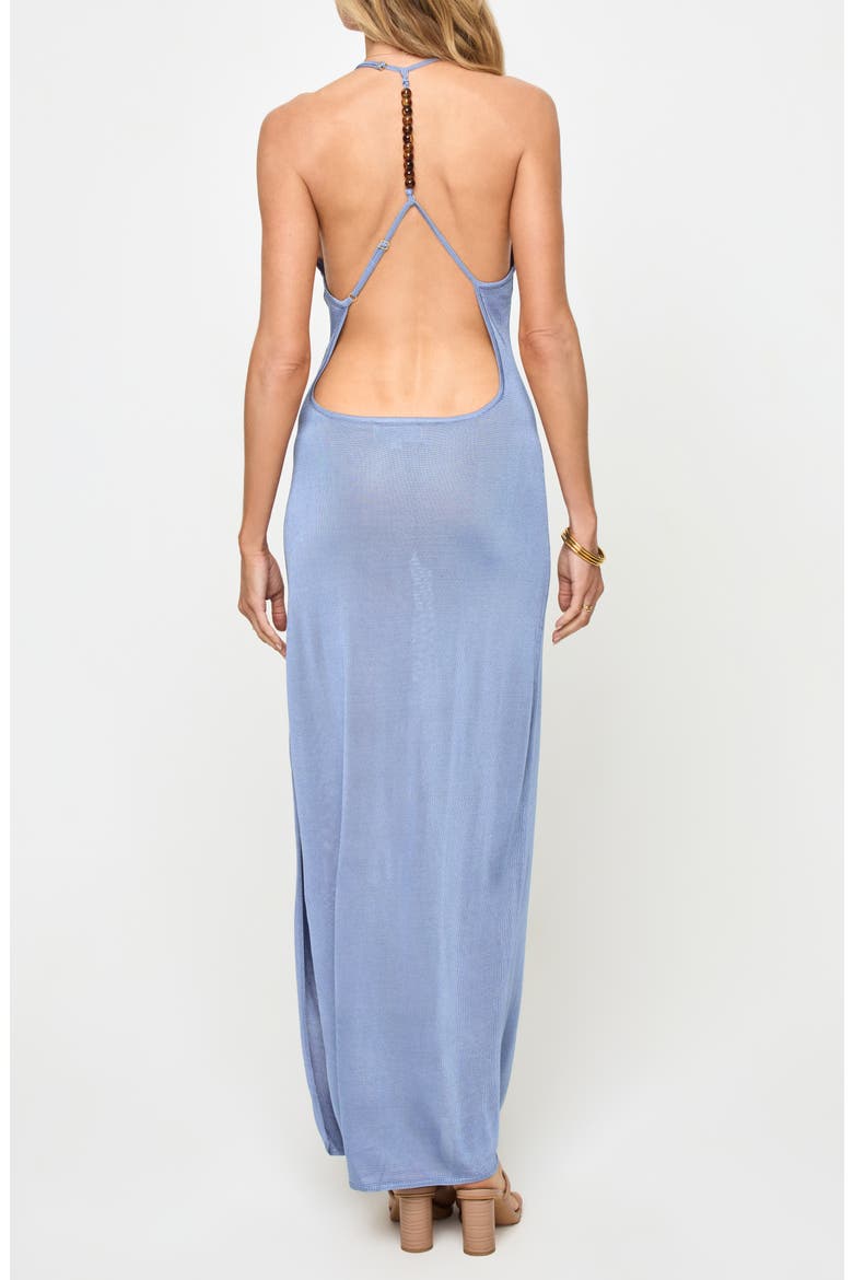 Shine All Night Halter Cover-Up Halter Maxi Dress, Alternate, color, CHAMBRAY
