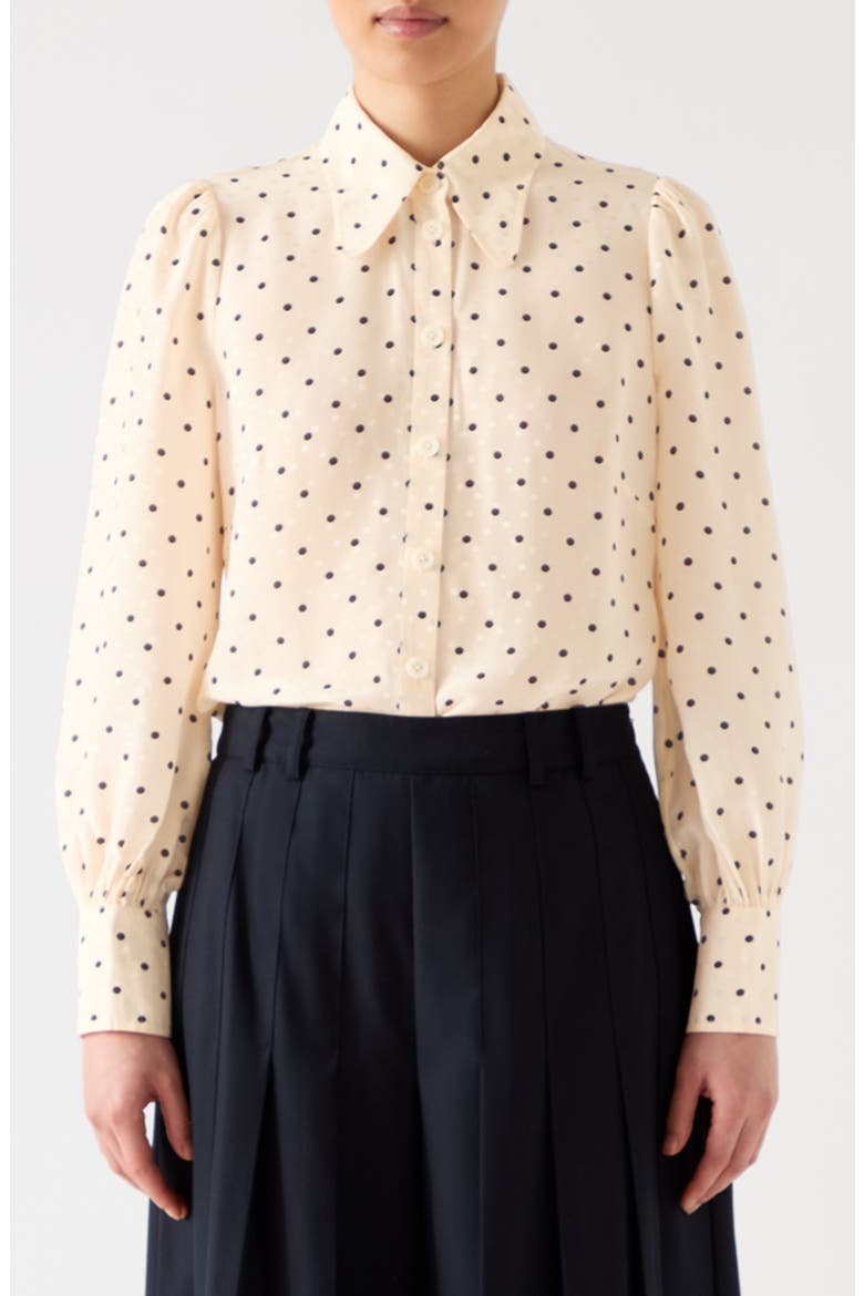Sonya Polka Dot Button-Up Shirt, Main, color, CREAM