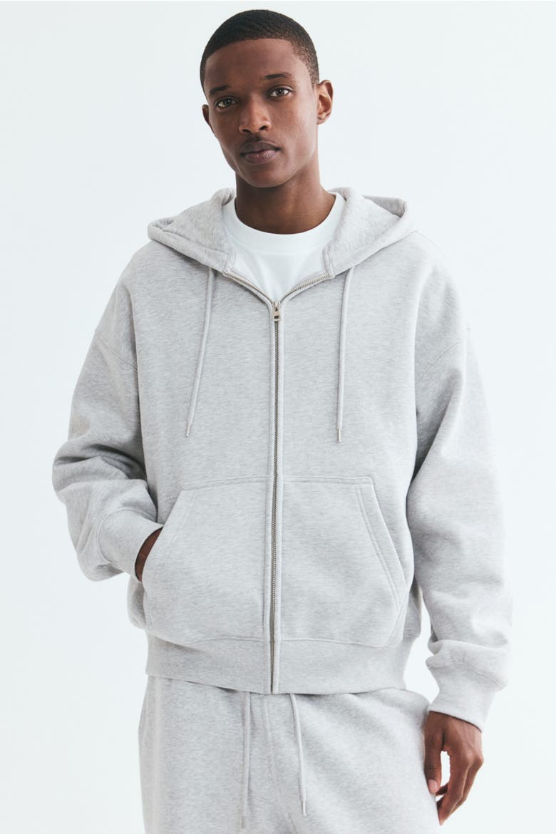 Oversized-fit Hooded Jacket, Alternate, color, Gray melange