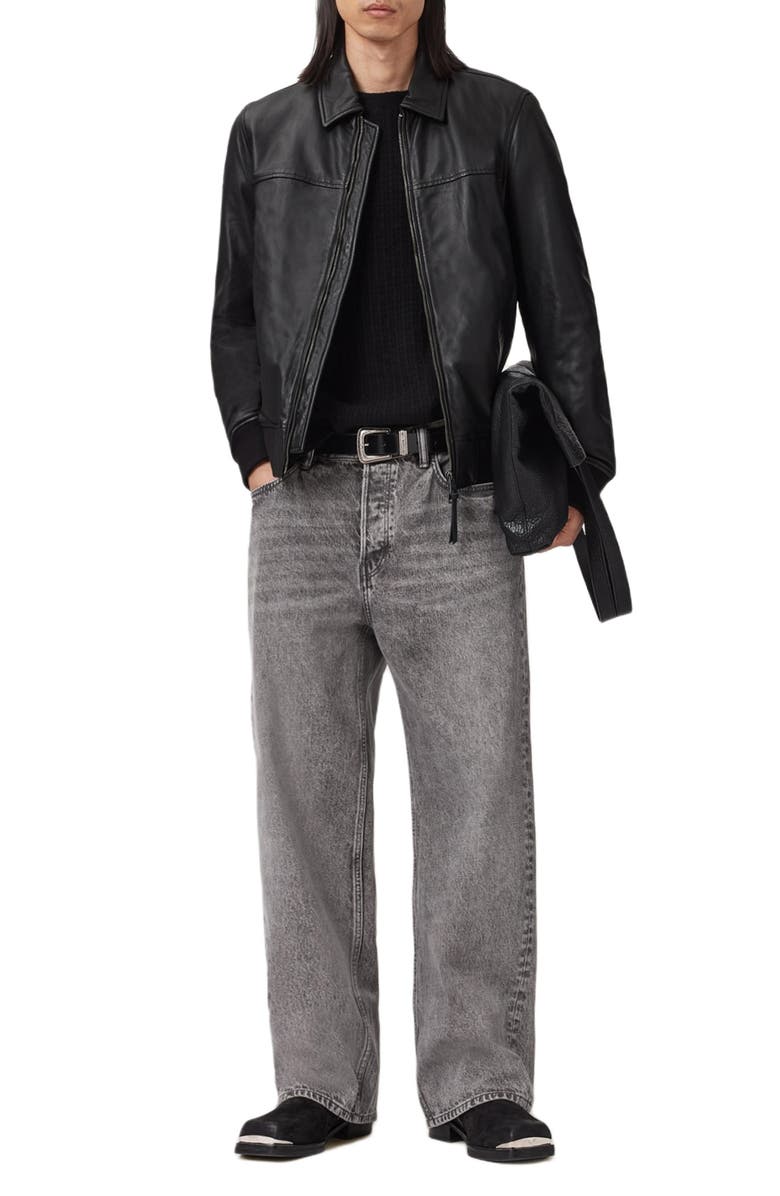 AllSaints Rashford Leather Jacket, Alternate, color, Black