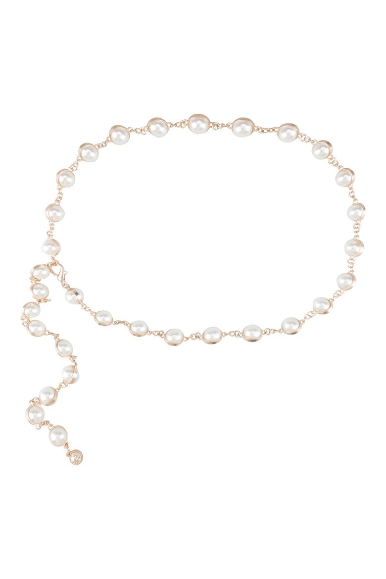 Imitation Pearl Chain Belt, Alternate, color, PEARL