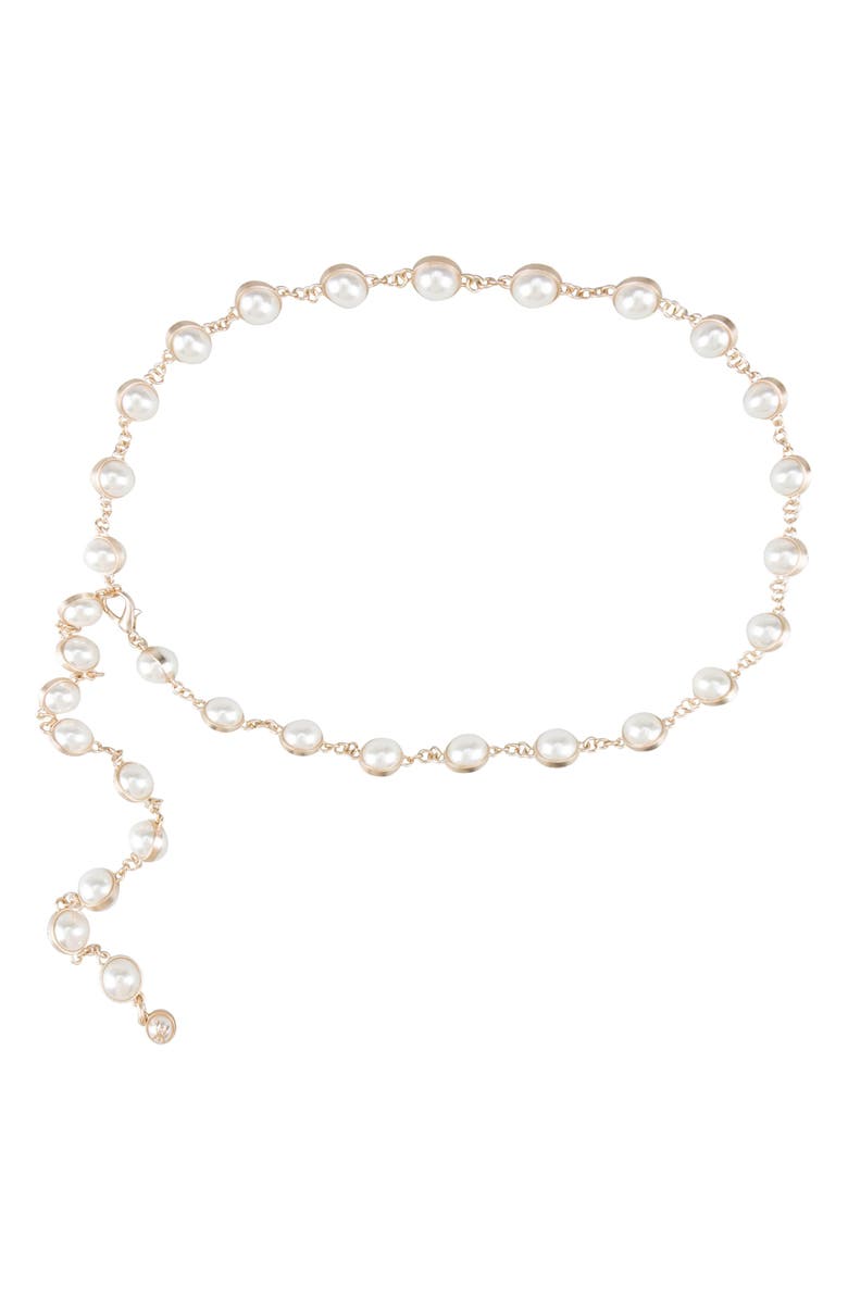 Sam Edelman Imitation Pearl Chain Belt, Alternate, color, 