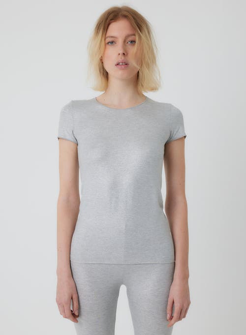 Majestic Filatures Soft Touch Metallic Short Sleeve T-shirt In Gray