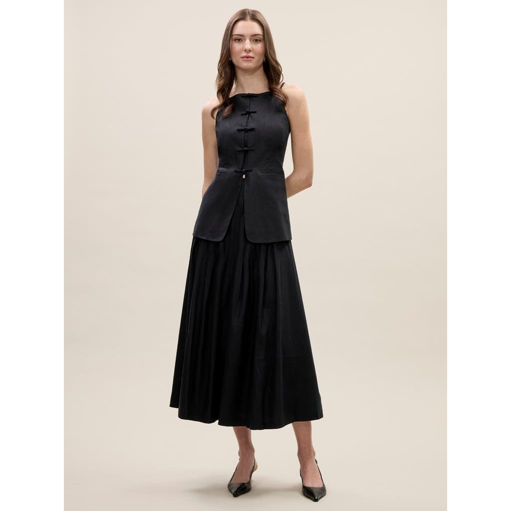 Shop Rebecca Taylor Beatrice Stretch Linen Skirt In Black