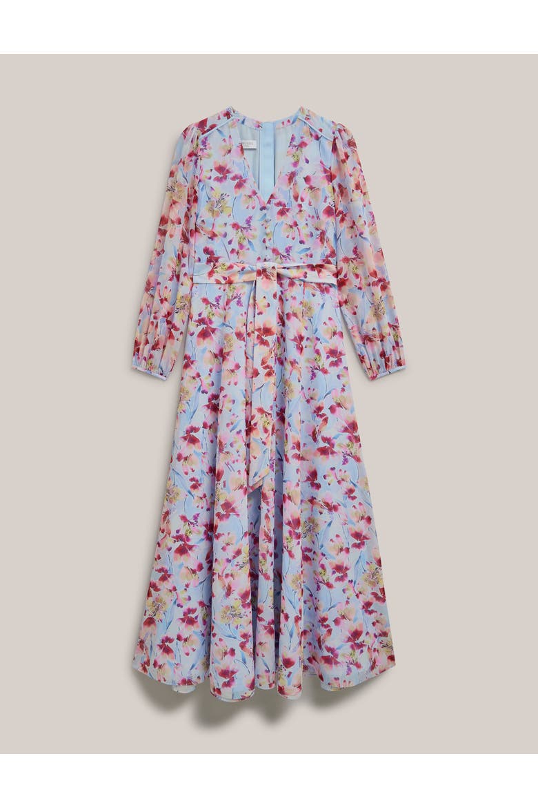 Thea V-Neck Long Sleeve Maxi Dress, Alternate, color, Pale Blue Multi