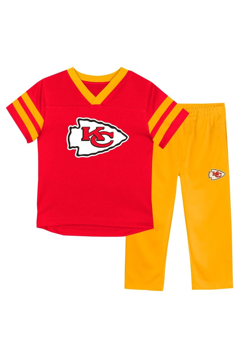 Toddler Outerstuff Red/Gold Kansas City Chiefs Red Zone V-Neck T-Shirt & Pants Set, Main, color, Red