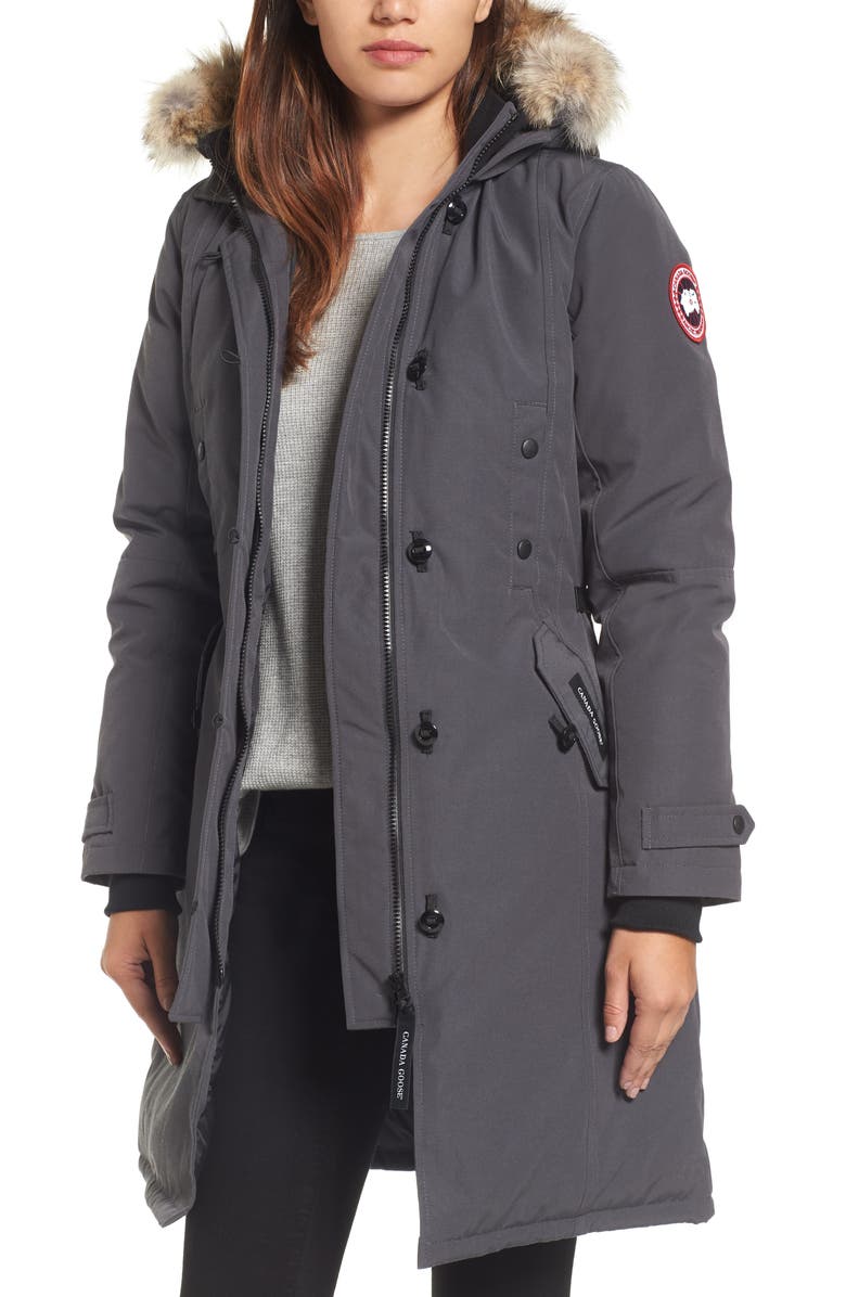 Canada Goose Kensington Slim Fit Down Parka with Genuine Coyote Fur Trim, Main, color,