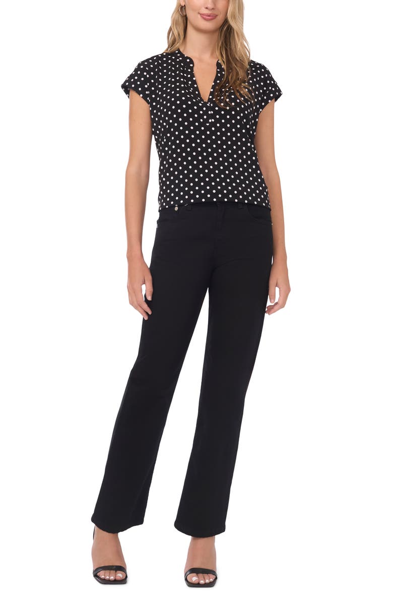 Vince Camuto V-Neck Dot Print Top, Alternate, color, Rich Black