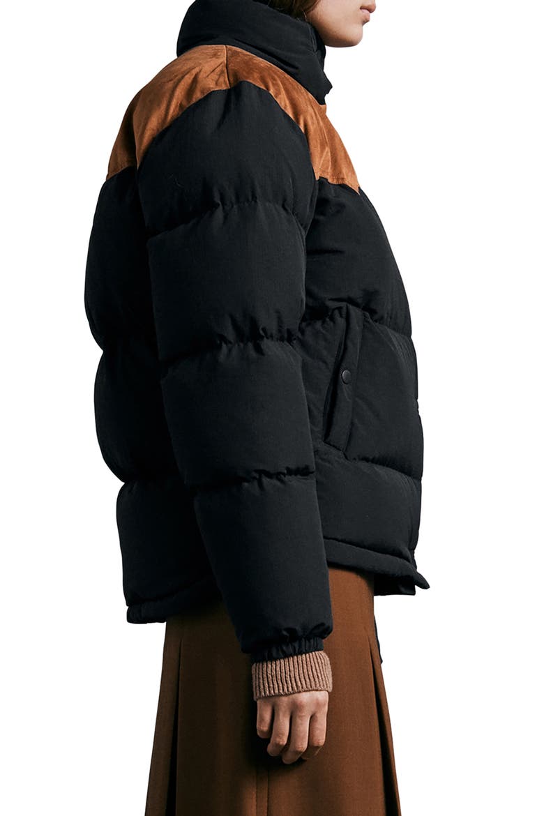 Cal Nylon Puffer Coat, Alternate, color, BLACK