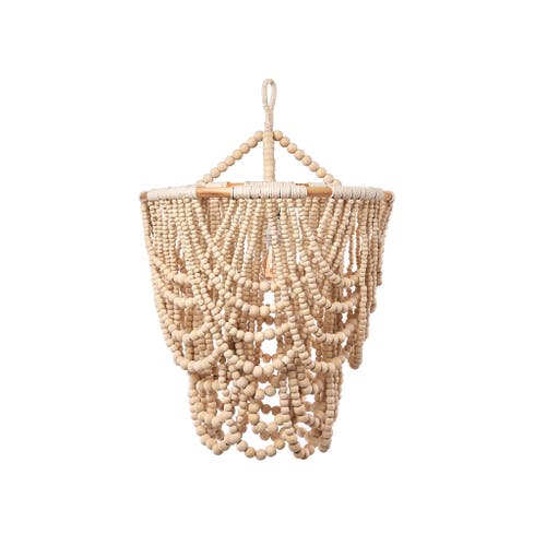 The Artisan & Company Natural Wood Beaded 30 In. Chandelier In Natural