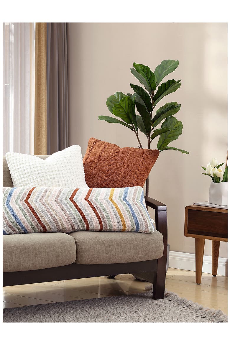 Snug Waffle Throw Pillow, Alternate, color, OFF WHITE