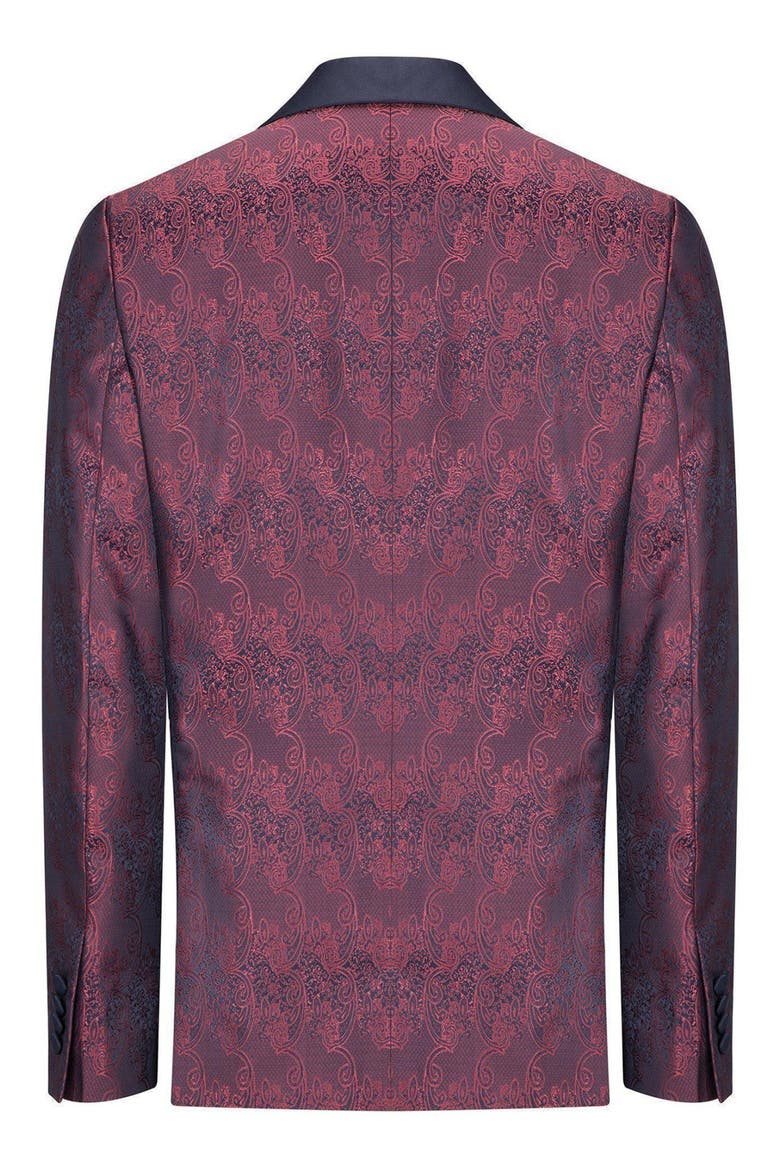 Metallic Paisley Tuxedo Jacket, Alternate, color, BURGUNDY