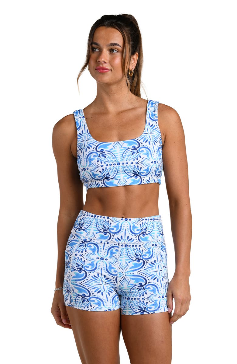 La Blanca Blue Tile Sports Bra, Alternate, color, Pacific Blue