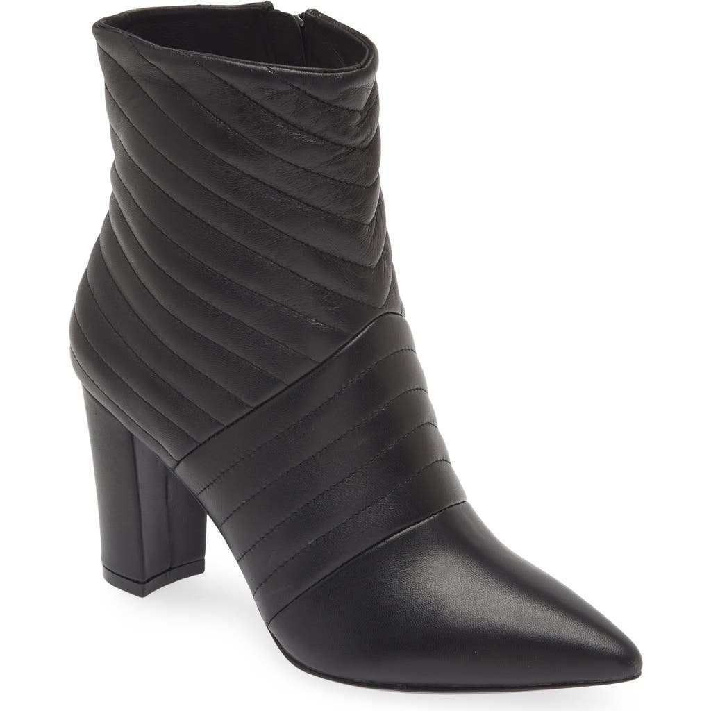 KOKO + PALENKI Astrology Quilted Pointed Toe Bootie in Black Leather  product