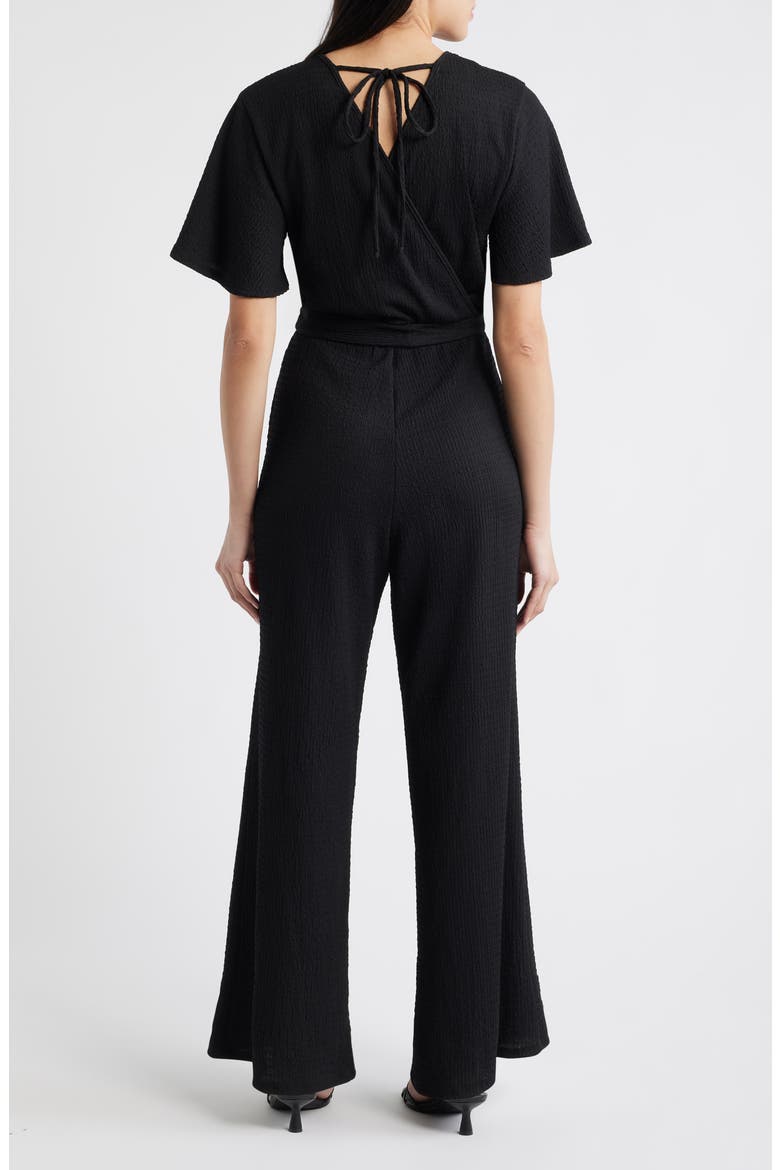 Flutter Sleeve Textured Jumpsuit, Alternate, color, BLACK