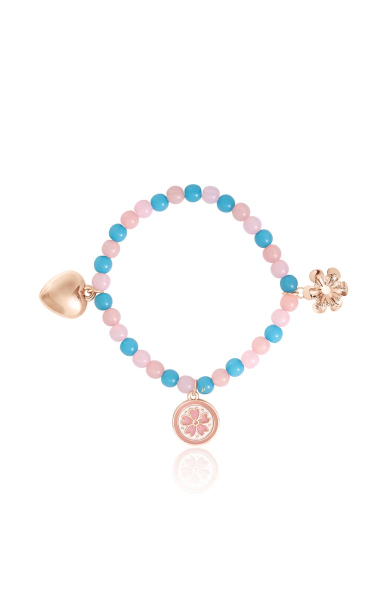 Jessica Simpson Kids Kids Pastel Beaded Bracelet & Heart Earrings Set, Alternate, color, Pink , Blue, Gold