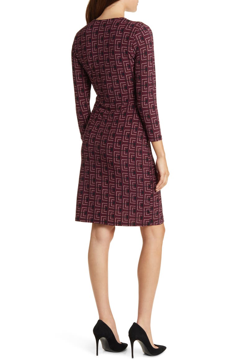 Geo Print Long Sleeve Wrap Dress, Alternate, color, ANNE BLACK/ CHIANTI MULTI