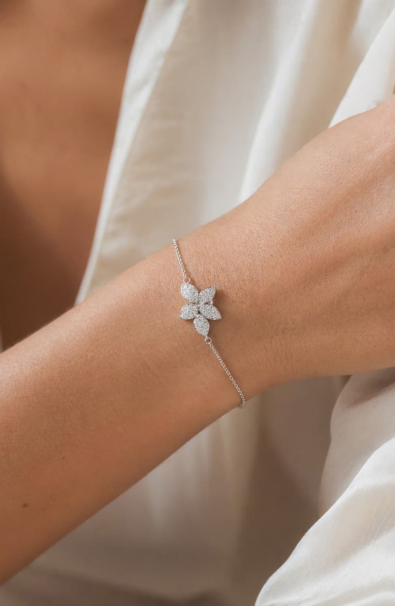 BEST SILVER Moissanite Flower Bracelet, Alternate, color,