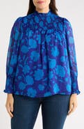 SUGARLIPS Sunnie Metallic Smocked Yoke Balloon Sleeve Top