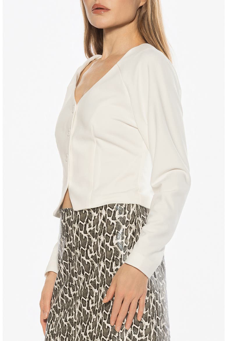 Delyra Back Belt Front Button Crop Top, Alternate, color, IVORY