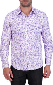 Robert Graham Abstract Floral Print Cotton Button-Up Shirt