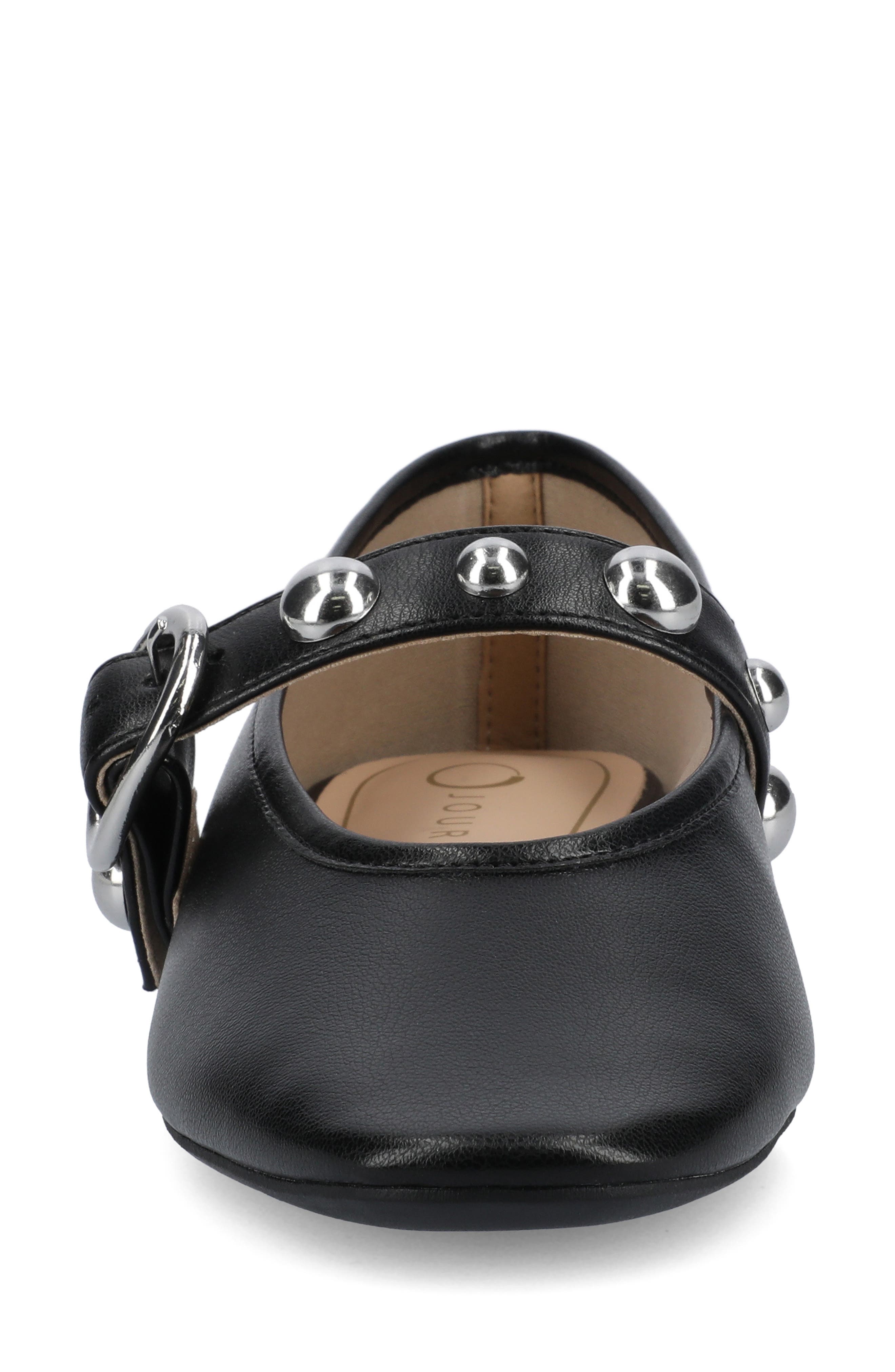 Journee Collection Naveah Studded Ballet Flat, Alternate, color, Black