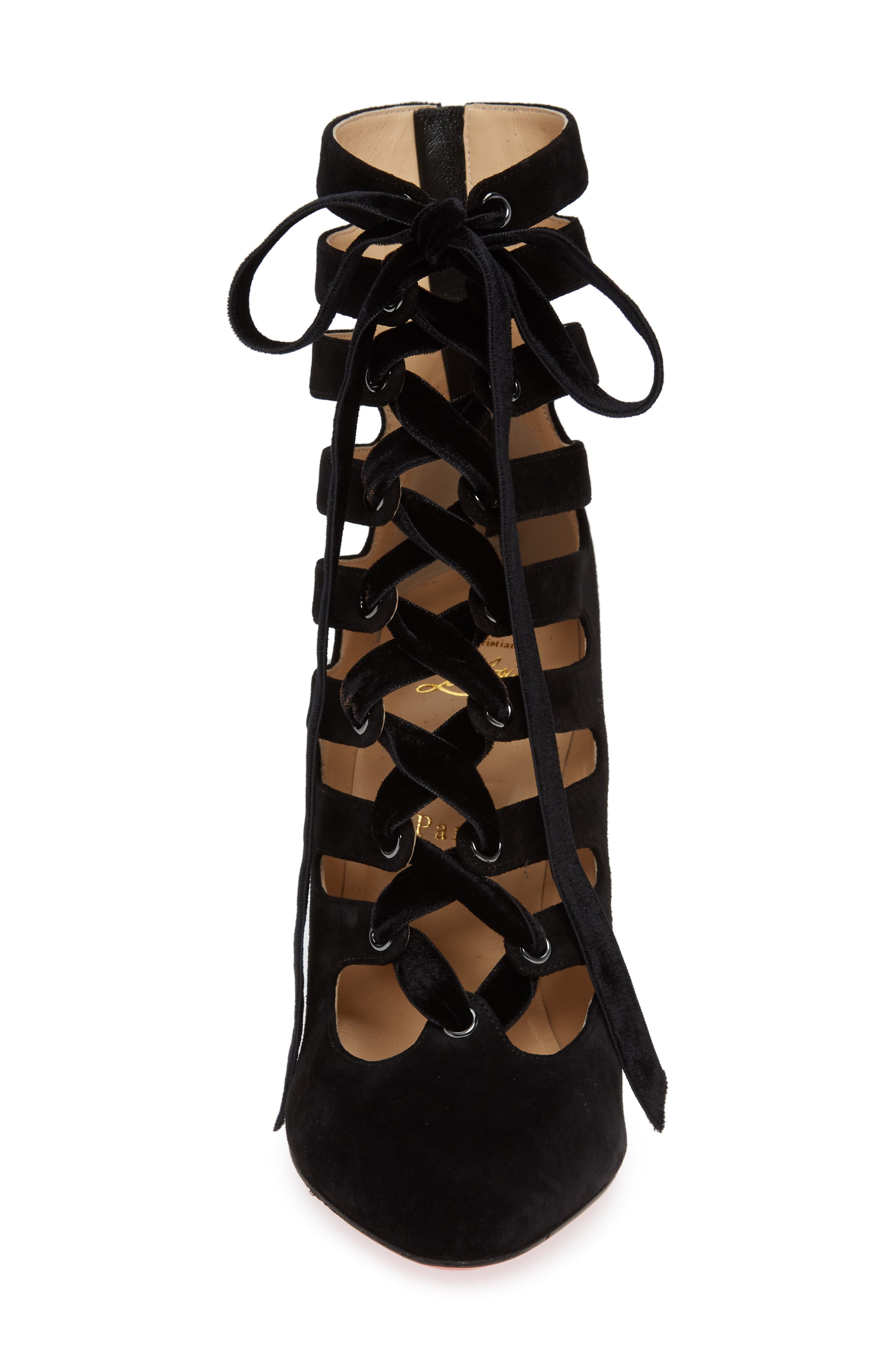 Christian Louboutin Spinetita Cage Lace-Up Bootie, Alternate, color, 