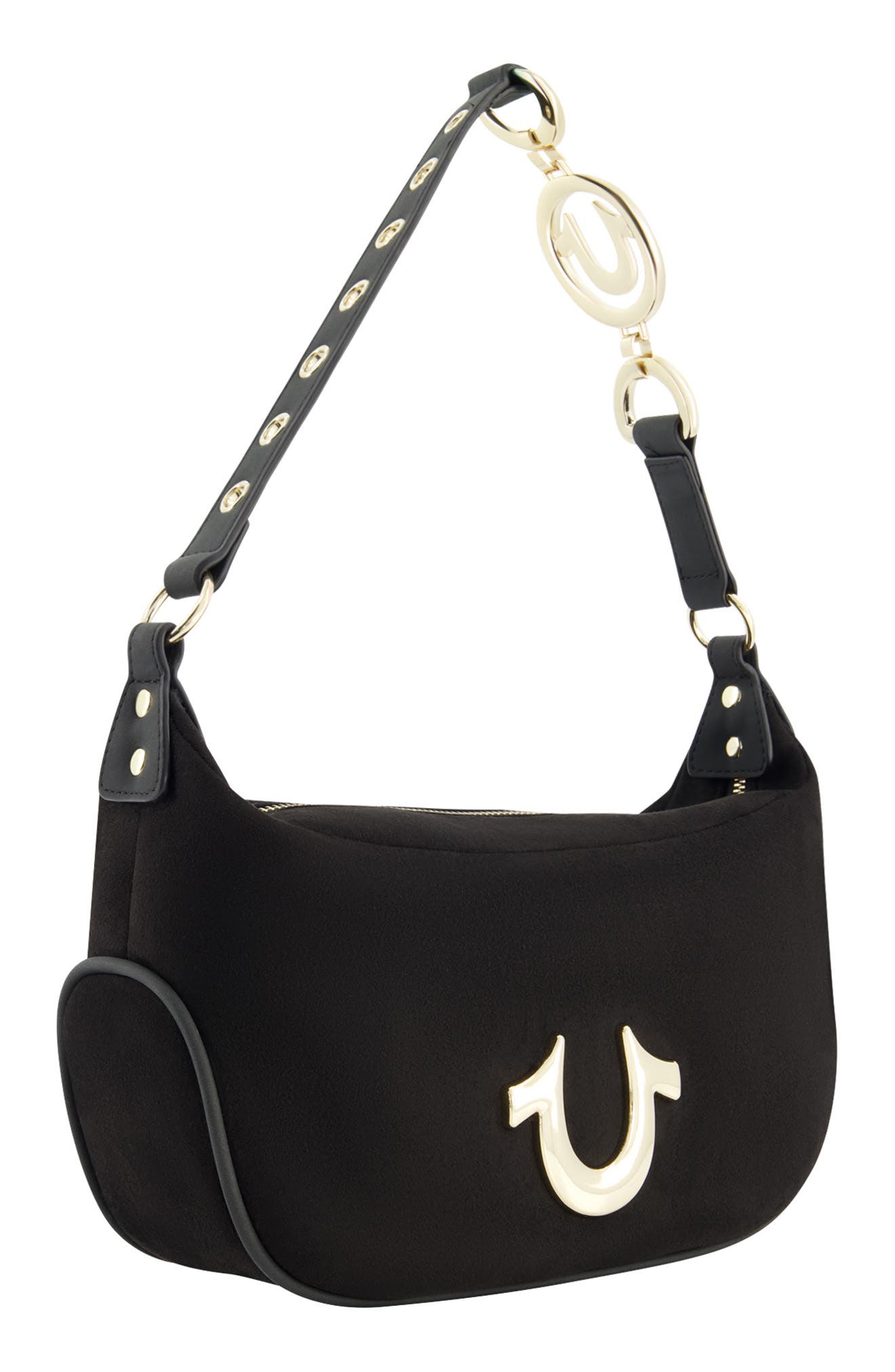 True Religion Horseshoe Link Shoulder Bag, Alternate, color, Black
