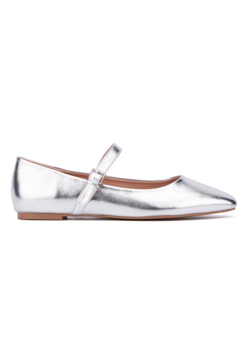 NEW YORK AND COMPANY Page Mary Jane Ballet Flat, Alternate, color, Silver Metallic