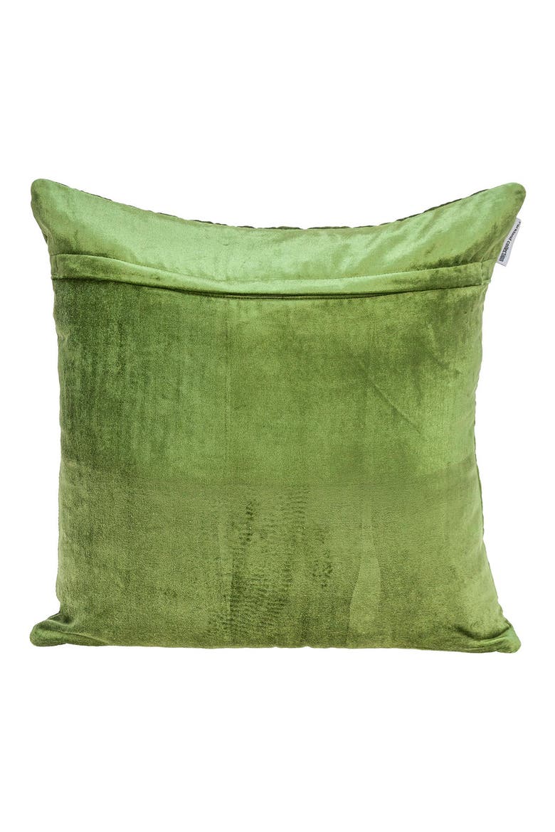 Geometric Embroidered Velvet Accent Pillow, Alternate, color, OLIVE